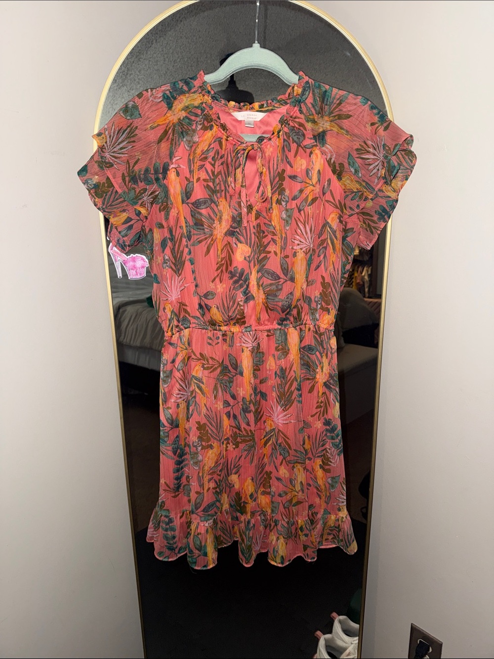 Women’s Pink Floral Short Sleeve Dress